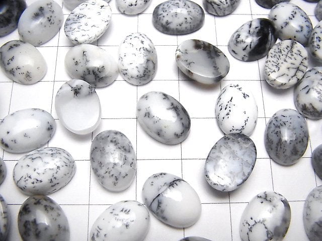 Dendritischer Opal ovaler Cabochon 14x10mm 2 Stück