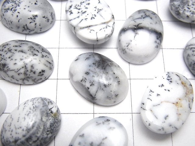 Dendritischer Opal ovaler Cabochon 18x13mm 2 Stück