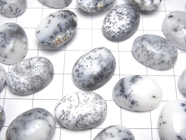 Dendritischer Opal ovaler Cabochon 18x13mm 2 Stück