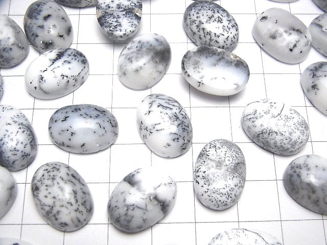 Dendritischer Opal ovaler Cabochon 18x13mm 2 Stück