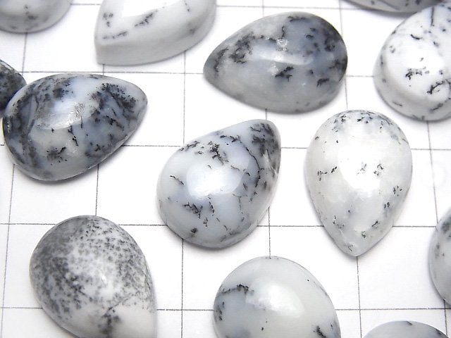 Dendritischer Opal tropfenförmiger Cabochon 18x13mm 2 Stück