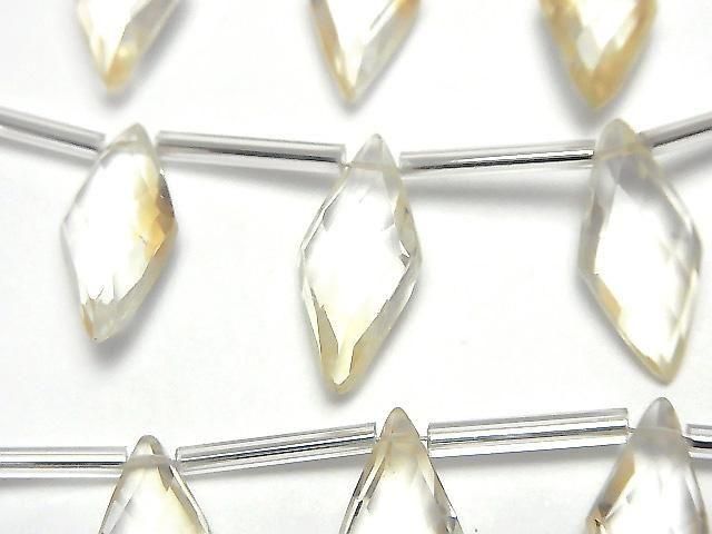 高品質黃水晶 3A 鑽石形 18x8mm 半串或 1 串珠子 (8 顆)