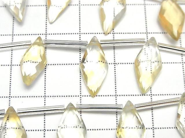 高品質黃水晶 3A 鑽石形 18x8mm 半串或 1 串珠子 (8 顆)