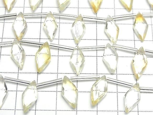 高品質黃水晶 3A 鑽石形 18x8mm 半串或 1 串珠子 (8 顆)
