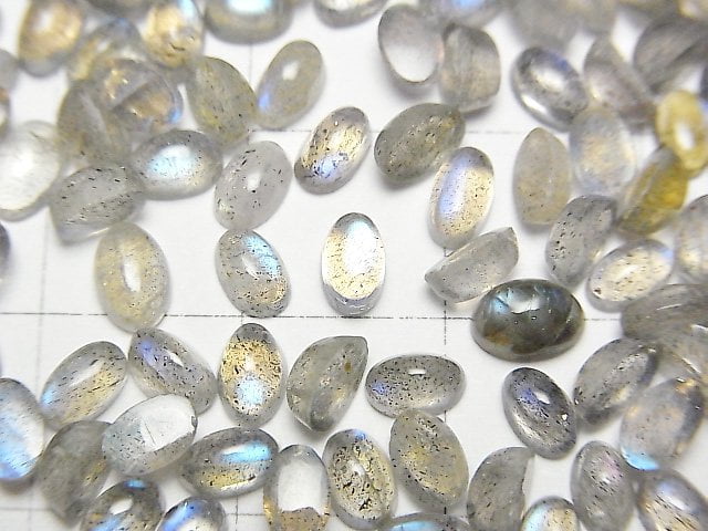 Hochwertiger Labradorit AAA- Oval Cabochon 5x3mm 10 Stück