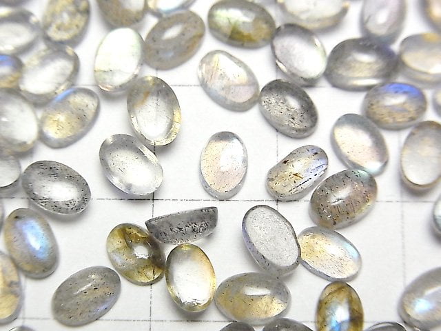 Hochwertiger Labradorit AAA- Oval Cabochon 6x4mm 10 Stück