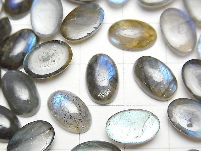 Hochwertiger Labradorit AAA- Oval Cabochon 12x8mm 5 Stück 11,79 $!