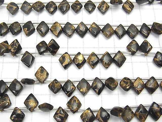 Kupfer-Obsidian AAA Diamant 10x8mm halb oder 1 Strang Perlen (22 Stück)