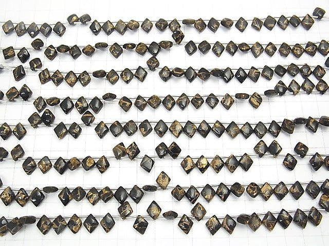 Kupfer-Obsidian AAA Diamant 10x8mm halb oder 1 Strang Perlen (22 Stück)