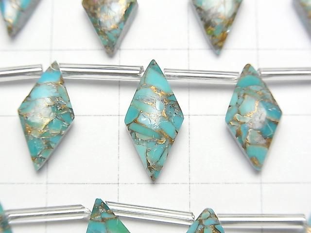 Blauer Kupfer-Türkis AAA Diamant 17x8mm halb oder 1 Strang Perlen (8 Stück)