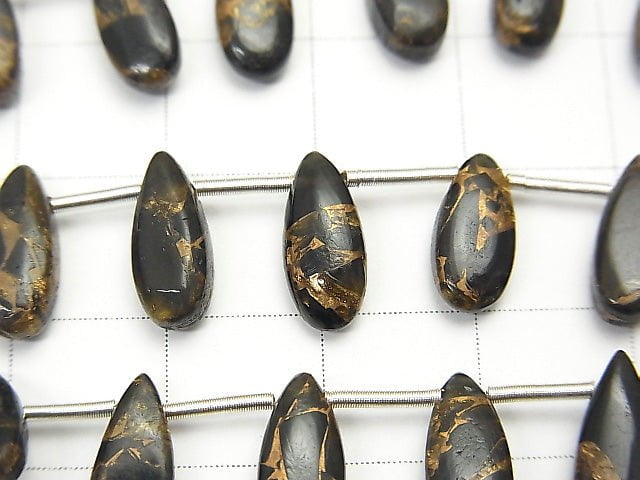 1Strang 24,99 $! Kupferobsidian AAA Birnenform (glatt) 12x5mm 1Strang Perlen (14 Stück)