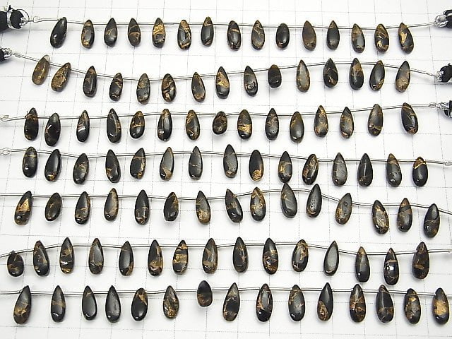 1Strang 24,99 $! Kupferobsidian AAA Birnenform (glatt) 12x5mm 1Strang Perlen (14 Stück)