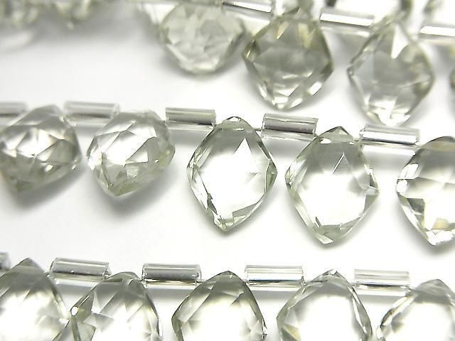 Hochwertiger Grüner Amethyst AAA Diamantform 9x7mm halb oder 1strang Perlen (18 Stück)