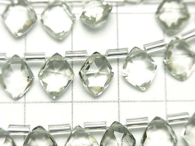 Hochwertiger Grüner Amethyst AAA Diamantform 9x7mm halb oder 1strang Perlen (18 Stück)