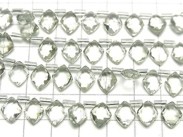 Hochwertiger Grüner Amethyst AAA Diamantform 9x7mm halb oder 1strang Perlen (18 Stück)