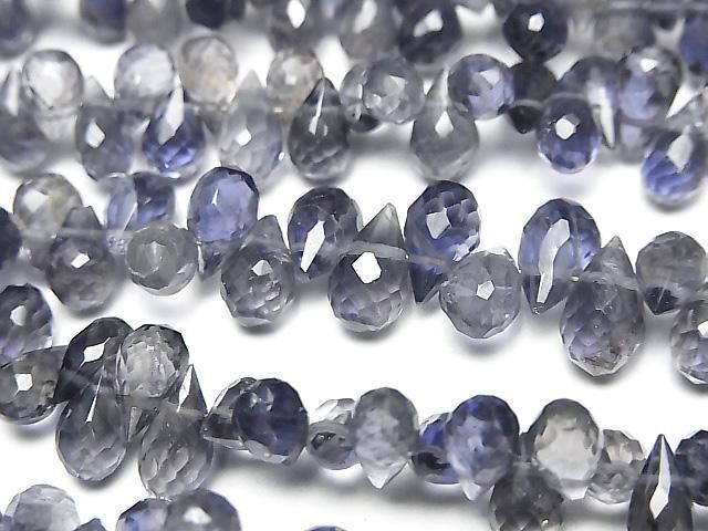 High Quality Iolite AAA Drop Faceted Briolette half or 1strand beads (aprx.7inch/18cm)