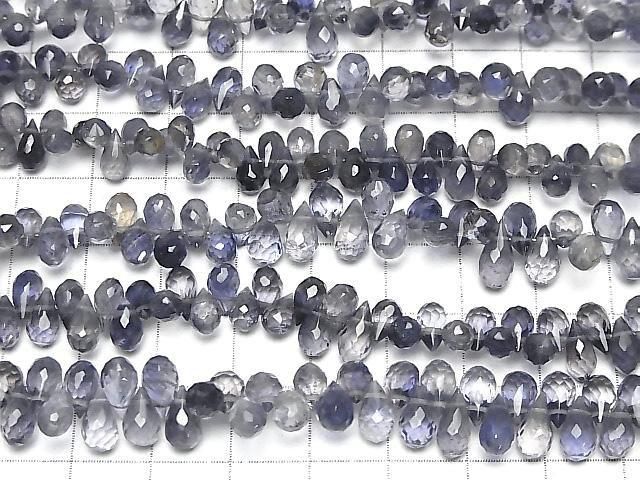 High Quality Iolite AAA Drop Faceted Briolette half or 1strand beads (aprx.7inch/18cm)
