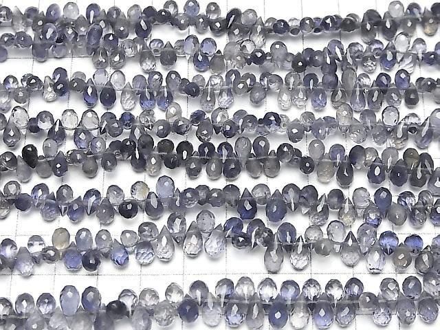 High Quality Iolite AAA Drop Faceted Briolette half or 1strand beads (aprx.7inch/18cm)