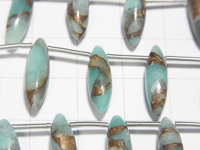 1Strang 19,99 $! Kupferamazonit AAA Marquise Reis (glatt) 15x5x5mm 1Strang Perlen (9 Stück)