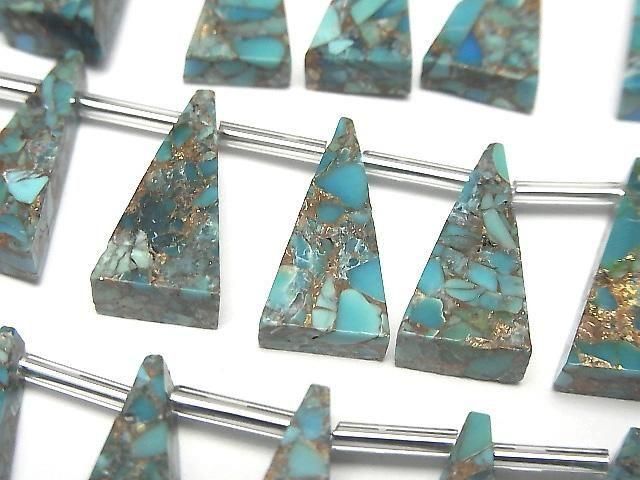 Blaue Kupfer-Türkis AAA Flaches Dreieck 16x8mm 1strang Perlen (8 Stück)