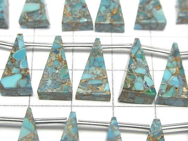 Blaue Kupfer-Türkis AAA Flaches Dreieck 16x8mm 1strang Perlen (8 Stück)