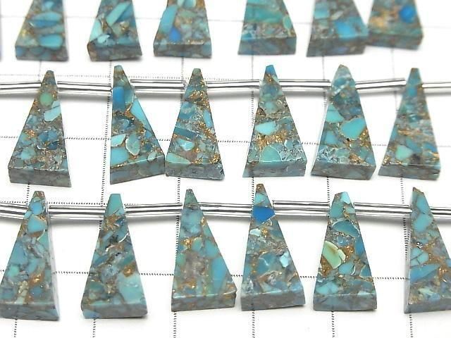 Blaue Kupfer-Türkis AAA Flaches Dreieck 16x8mm 1strang Perlen (8 Stück)
