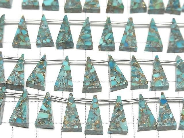 Blaue Kupfer-Türkis AAA Flaches Dreieck 16x8mm 1strang Perlen (8 Stück)