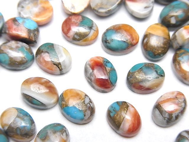 Austern-Kupfer-Türkis AAA Oval Cabochon 8x6mm 5 Stück