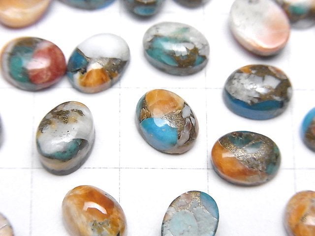 Austern-Kupfer-Türkis AAA Oval Cabochon 8x6mm 5 Stück