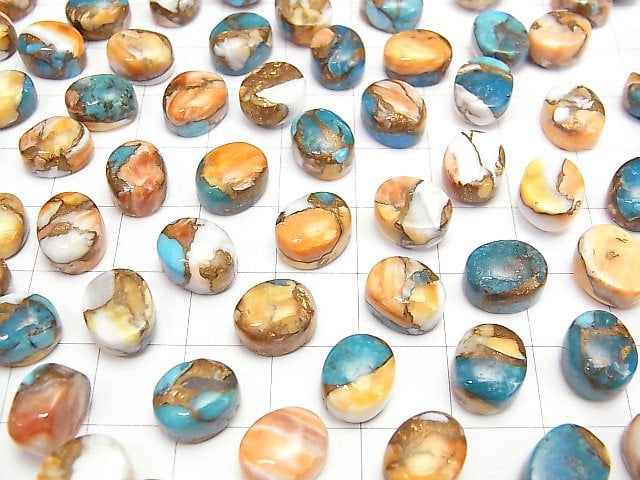 Austern-Kupfer-Türkis AAA Oval Cabochon 10x8mm 3 Stück