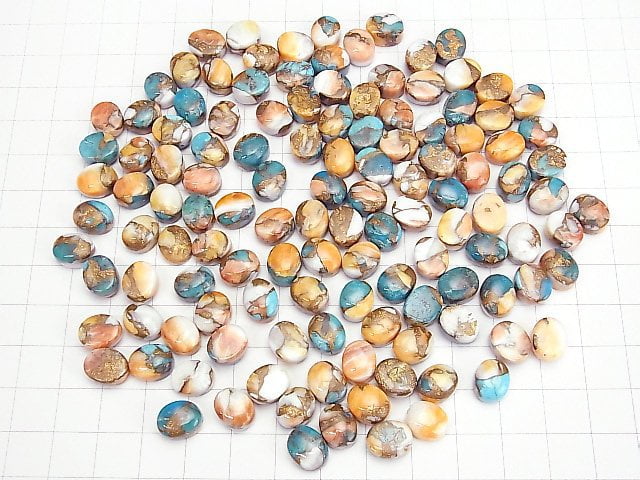 Austern-Kupfer-Türkis AAA Oval Cabochon 10x8mm 3 Stück