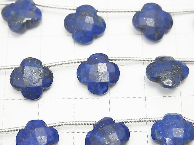 Lapislazuli AA++ Blumenmotiv 12x12x5mm 1strang Perlen (9 Stück)