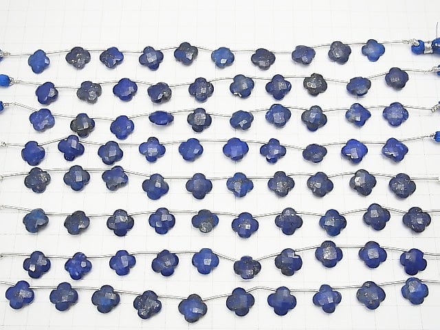 Lapislazuli AA++ Blumenmotiv 12x12x5mm 1strang Perlen (9 Stück)