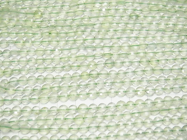 Hochwertig! Prehnit AA++ facettierte Münze 5x5x3mm 1Strang Perlen (ca. 15 Zoll/36 cm)