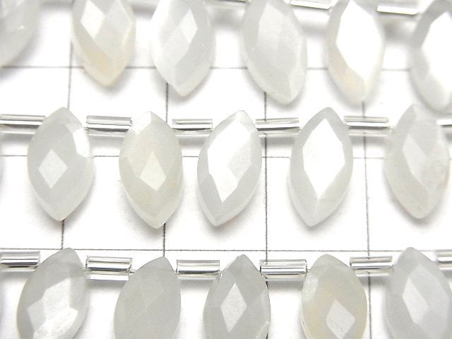 Weißer Mondstein AAA Marquise facettierte Briolette 12x6mm 1Strang Perlen (12Stück)