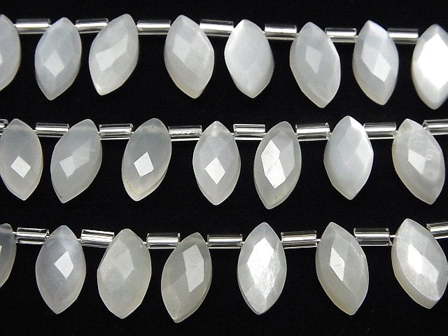 Weißer Mondstein AAA Marquise facettierte Briolette 12x6mm 1Strang Perlen (12Stück)