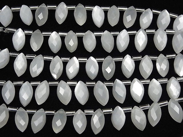 Weißer Mondstein AAA Marquise facettierte Briolette 12x6mm 1Strang Perlen (12Stück)