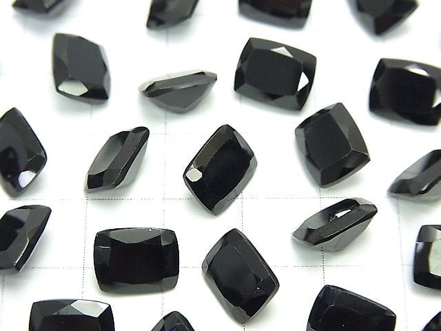 Hochwertiger schwarzer Spinell AAA Ungebohrt Rechteck Facettiert 10x8mm 4 Stück
