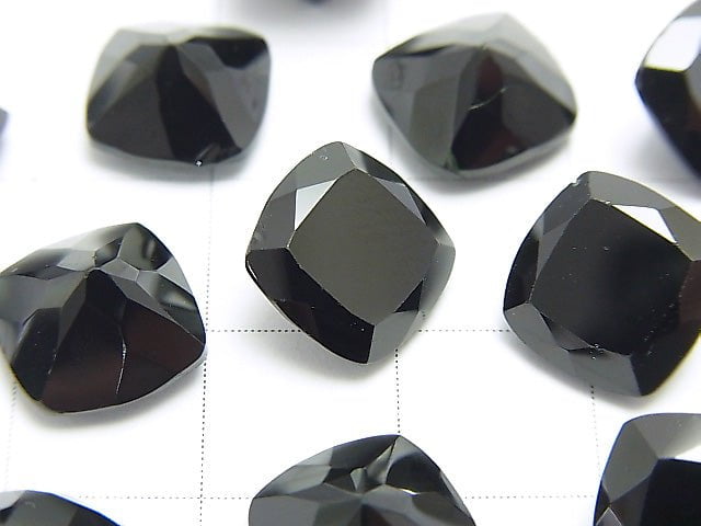Hochwertiger schwarzer Spinell AAA Lose Stein Quadrat Facettiert 10x10mm 2 Stück