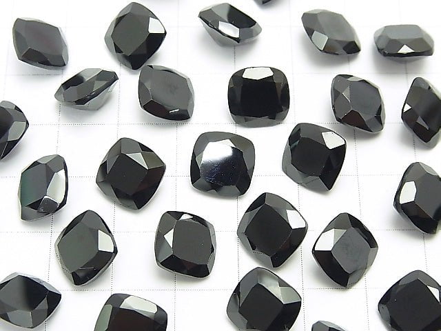 Hochwertiger schwarzer Spinell AAA Lose Stein Quadrat Facettiert 10x10mm 2 Stück