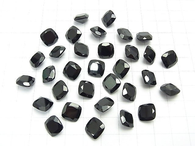 Hochwertiger schwarzer Spinell AAA Lose Stein Quadrat Facettiert 10x10mm 2 Stück
