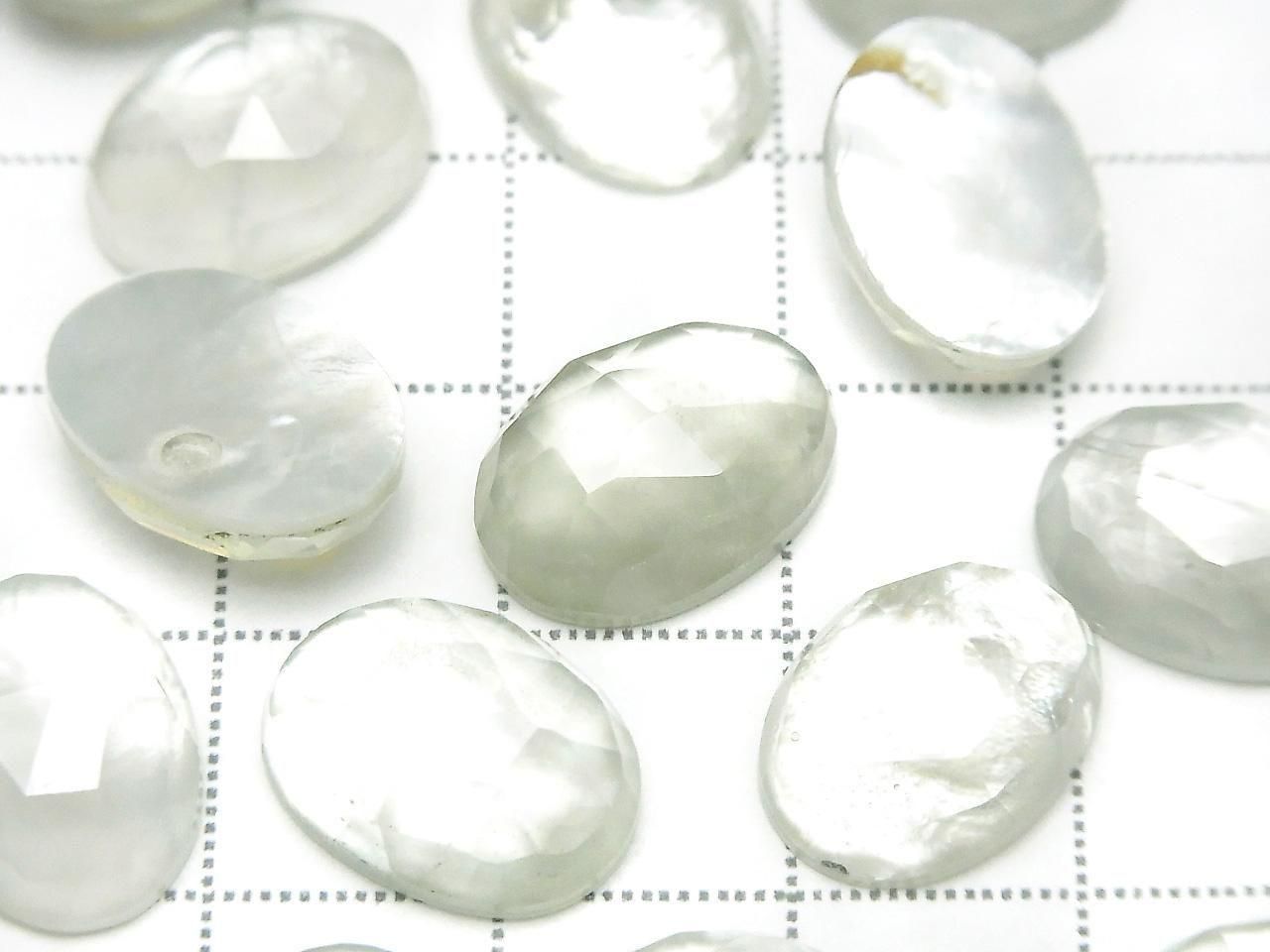 Coquille Blanche x Améthyste Verte AAA Ovale Taille Rose 14x10mm