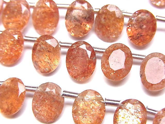 Hochwertiger Sonnenstein AAA Oval Facettiert 9x7mm halb oder 1strang Perlen (ca. 8 Zoll / 20 cm)