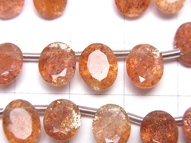 Hochwertiger Sonnenstein AAA Oval Facettiert 9x7mm halb oder 1strang Perlen (ca. 8 Zoll / 20 cm)