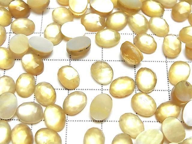 白蝶貝檸檬石英 AAA 橢圓玫瑰切割 8x6mm 5顆