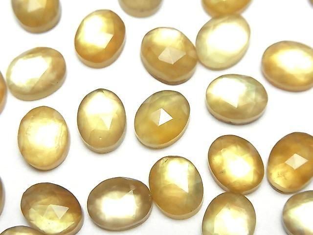 白貝 x 檸檬石英 AAA 橢圓玫瑰切割 10x8mm 3顆