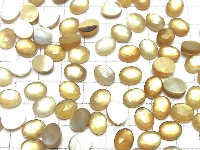 白貝 x 檸檬石英 AAA 橢圓玫瑰切割 10x8mm 3顆