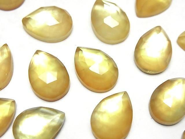 白蝶貝 x 檸檬石英 AAA 梨形玫瑰切割 14x10mm 2顆