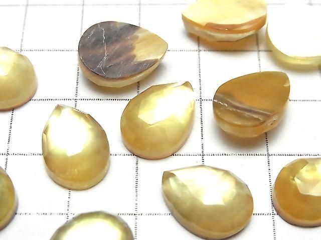 白蝶貝 x 檸檬石英 AAA 梨形玫瑰切割 14x10mm 2顆