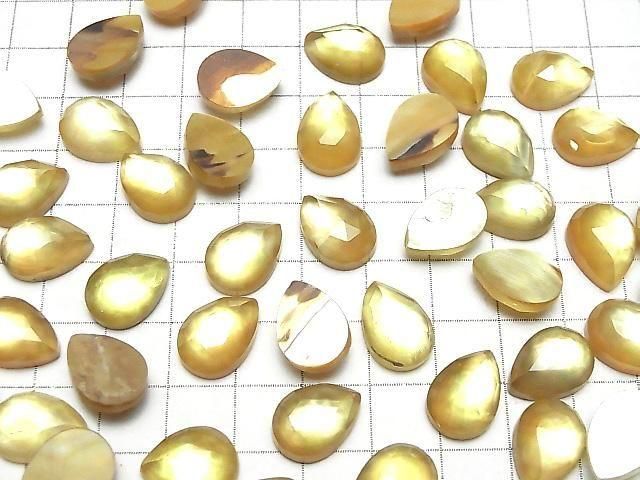 白蝶貝 x 檸檬石英 AAA 梨形玫瑰切割 14x10mm 2顆
